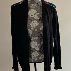 Black cardigan sheer animal print in the back